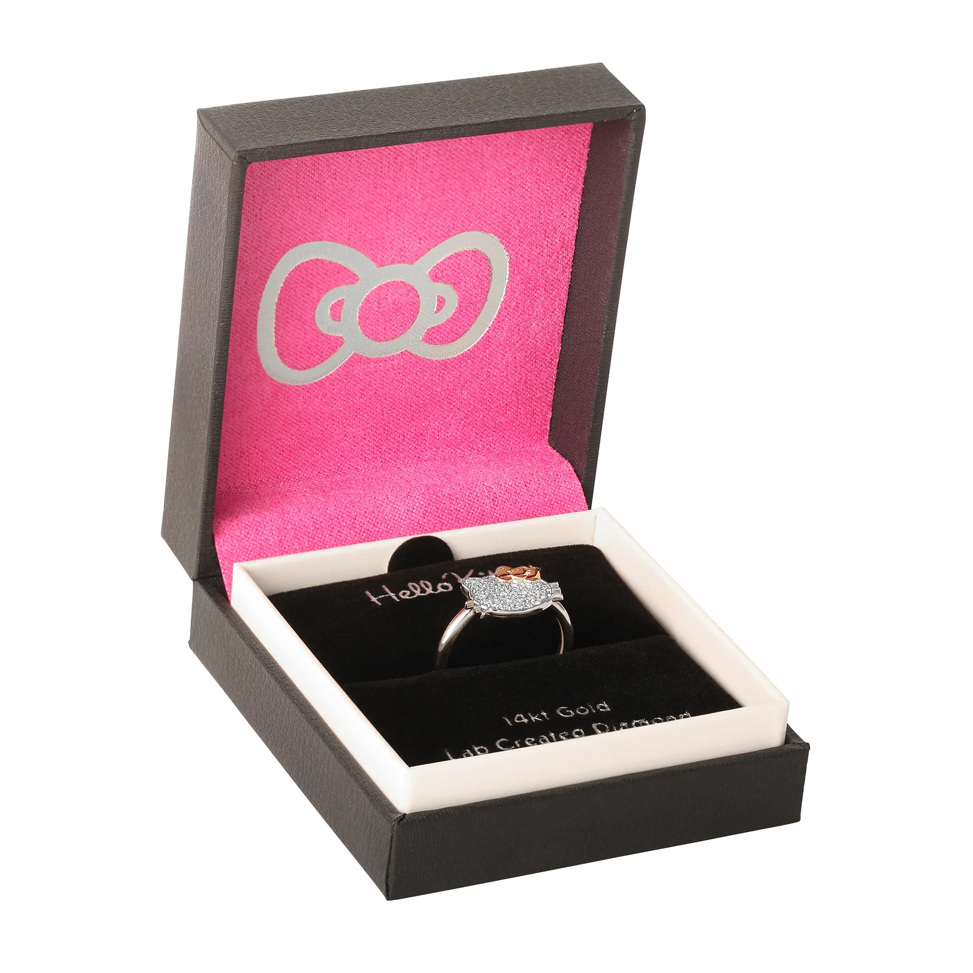 Hello Kitty 14K White Gold Pavé Diamond Ring (Size 7 Only) - Image 2