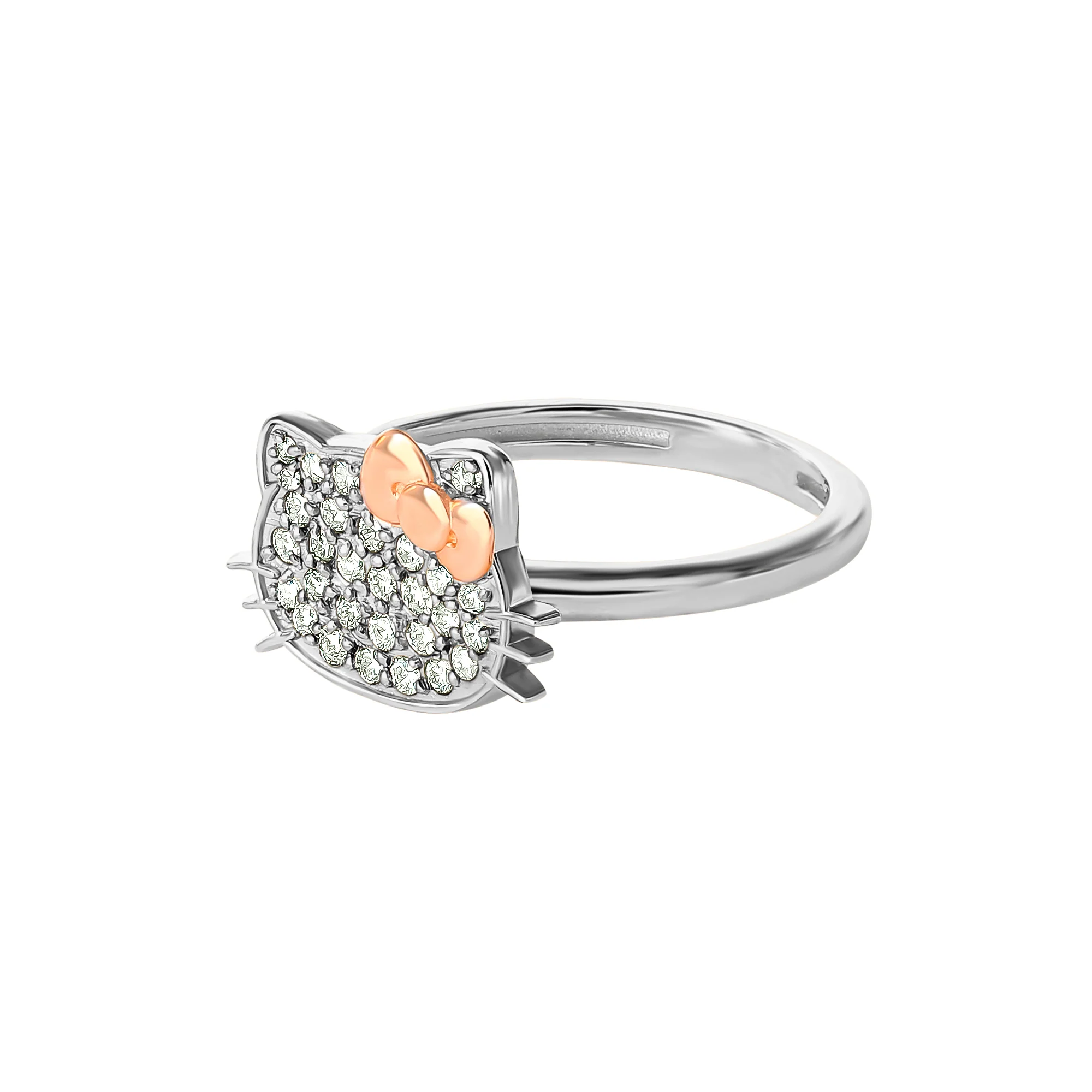 Hello Kitty 14K White Gold Pavé Diamond Ring (Size 7 Only) - Image 3