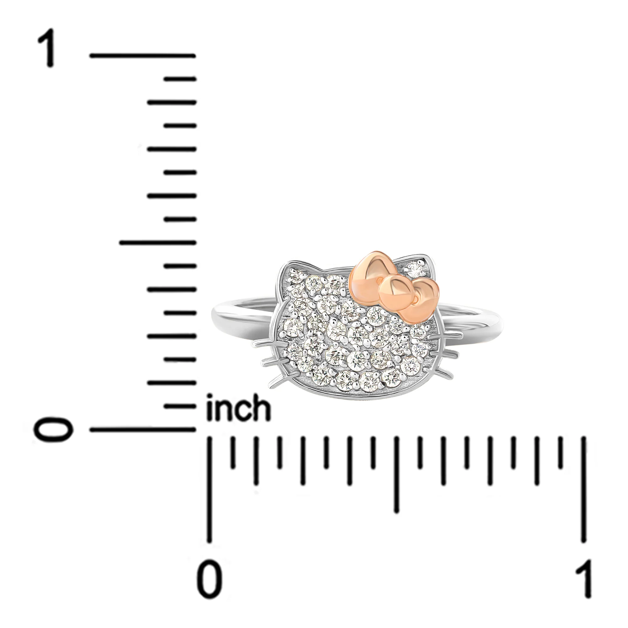 Hello Kitty 14K White Gold Pavé Diamond Ring (Size 7 Only) - Image 5