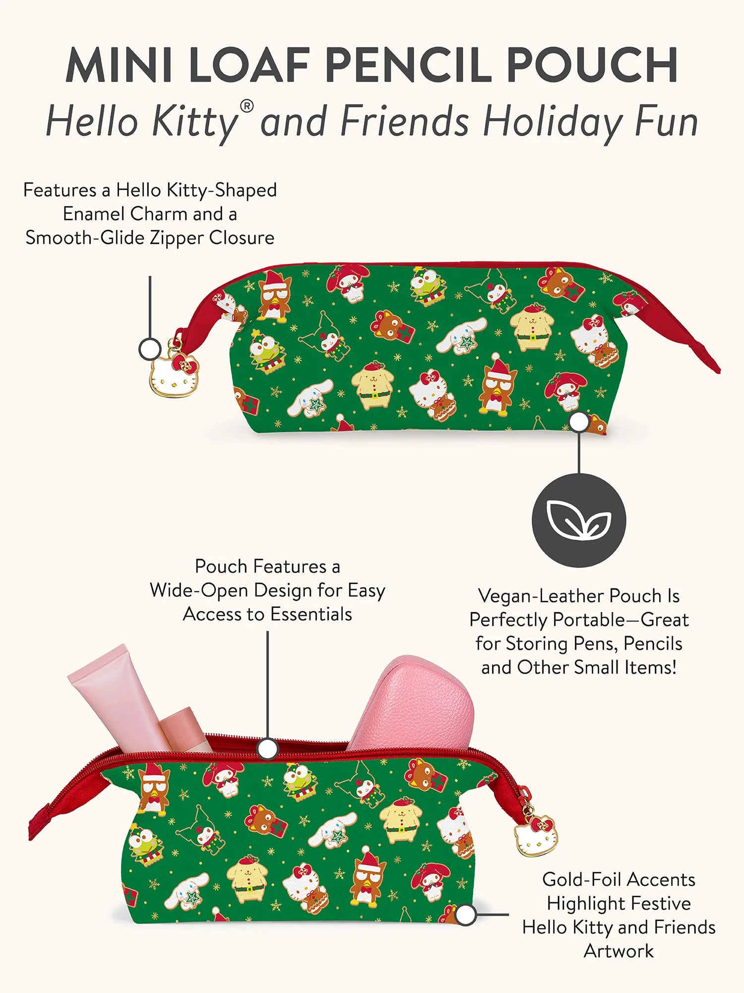 Hello Kitty and Friends x Studio Oh! Holiday Fun Mini Loaf Pencil Pouch - Image 5