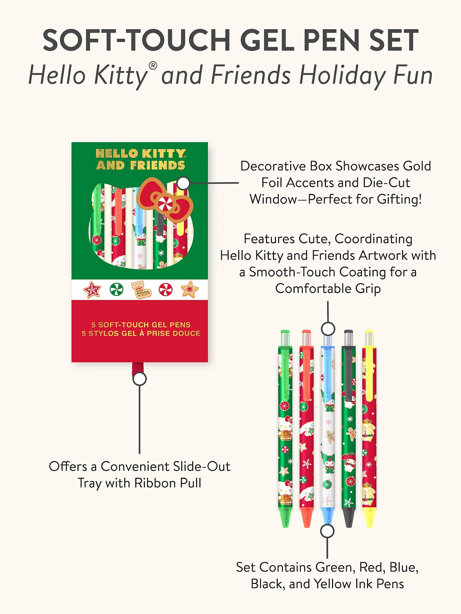 Hello Kitty and Friends x Studio Oh! Holiday Fun Soft-Touch Gel Pen Set - Image 5