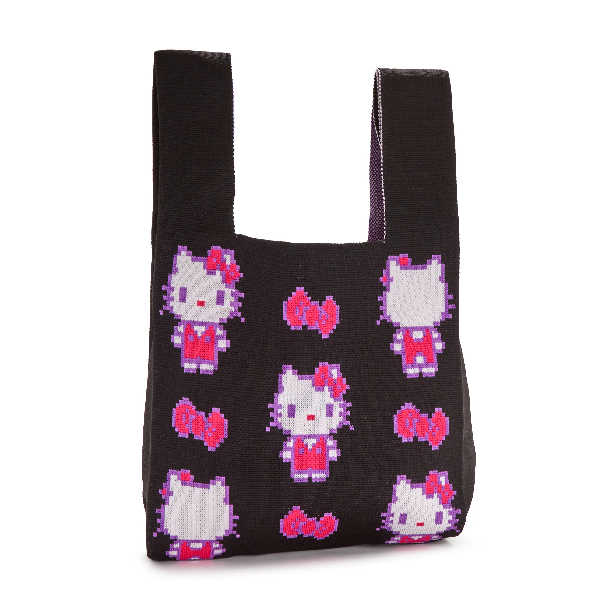 Hello Kitty Black Knit Shopper Bag (Retro Pixel Series) - Image 3