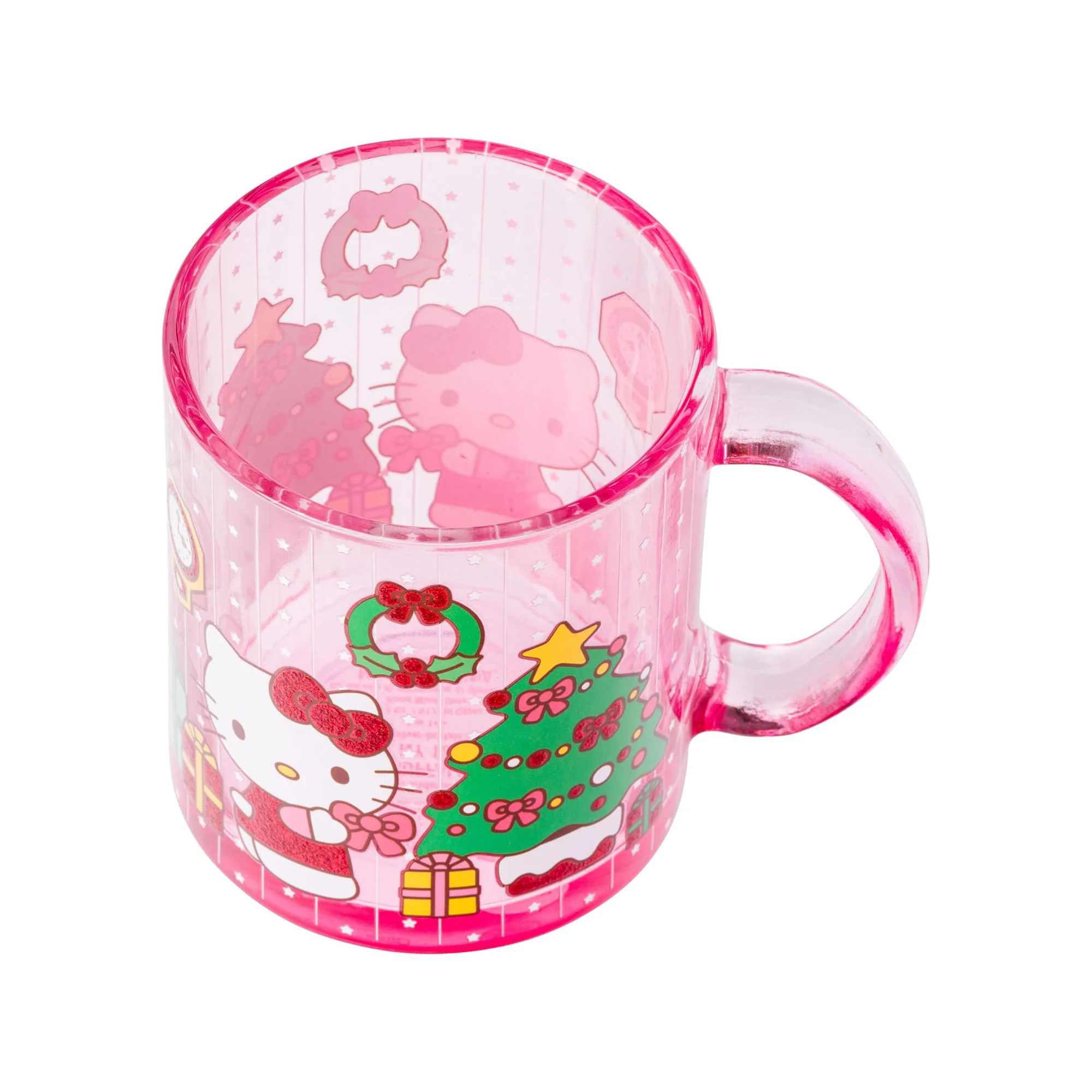 Hello Kitty Pink Glass Mug (Holiday Glitter) - Image 3