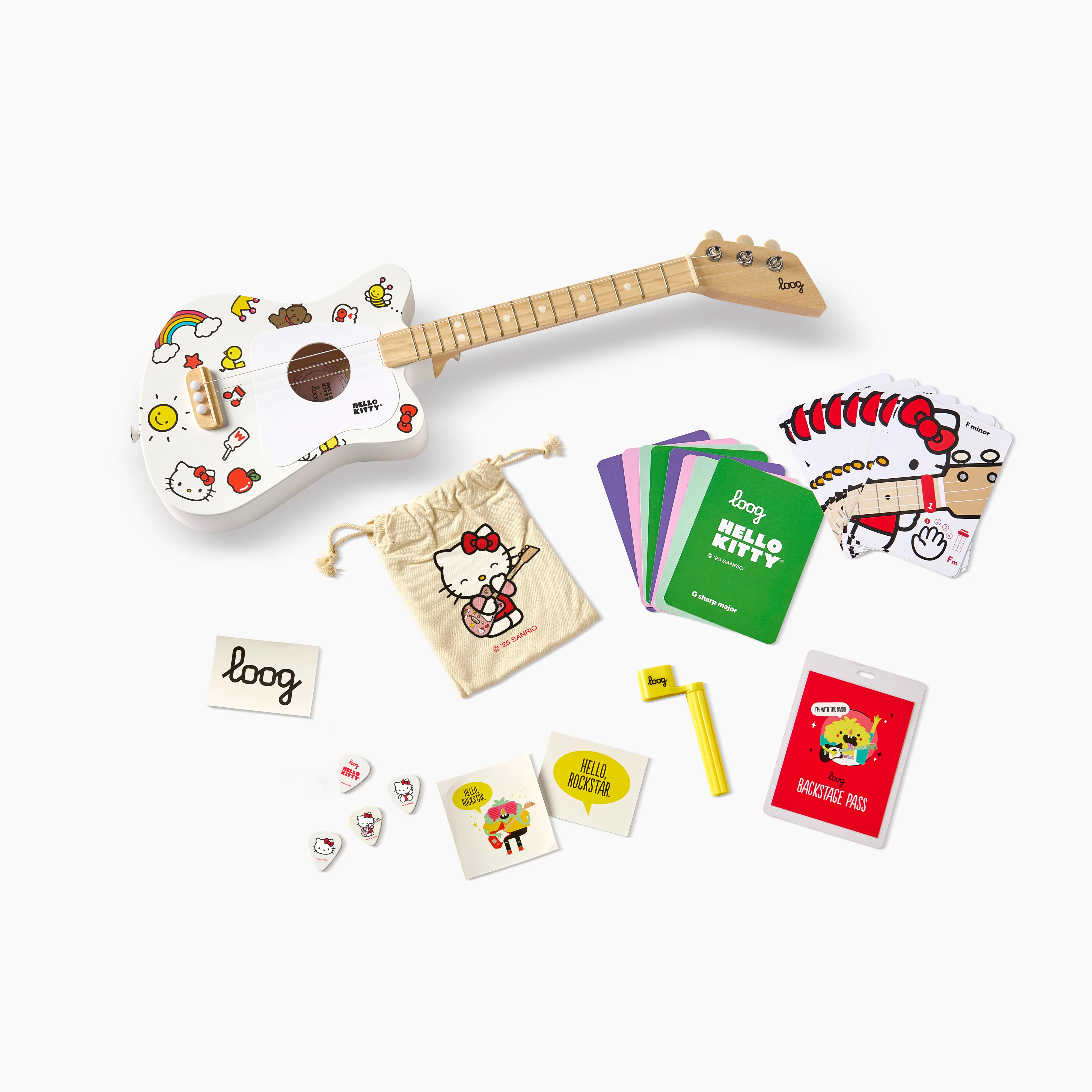 Hello Kitty x Loog Kids Mini Acoustic Guitar (White) - Image 2