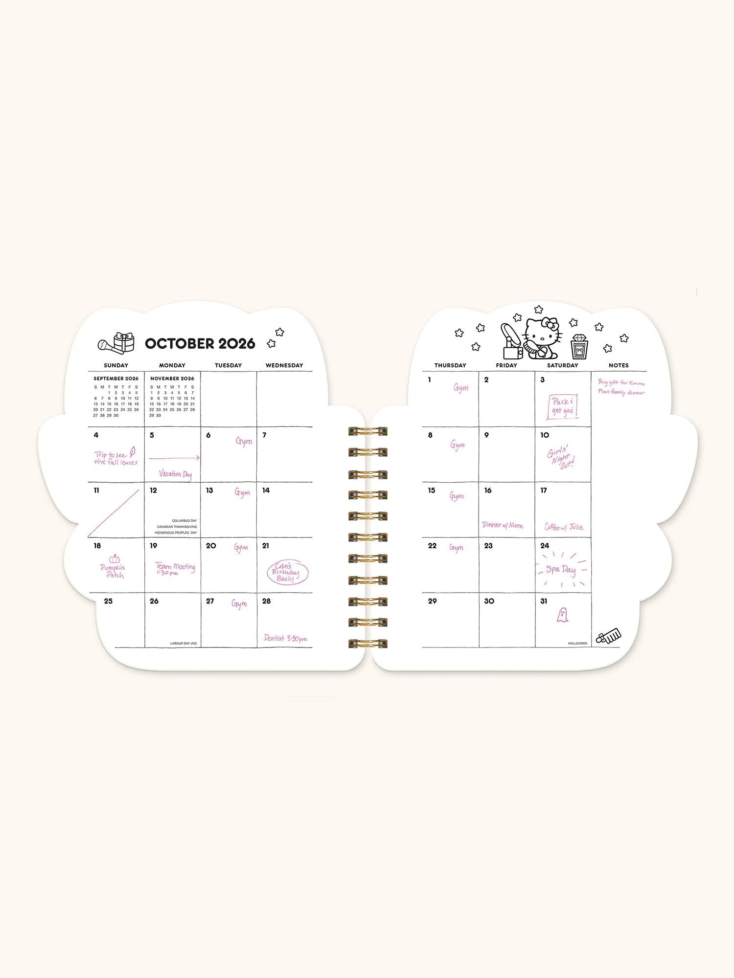 Hello Kitty x Studio Oh! 2026 Playful Pink Die-Cut Weekly Planner - Image 4
