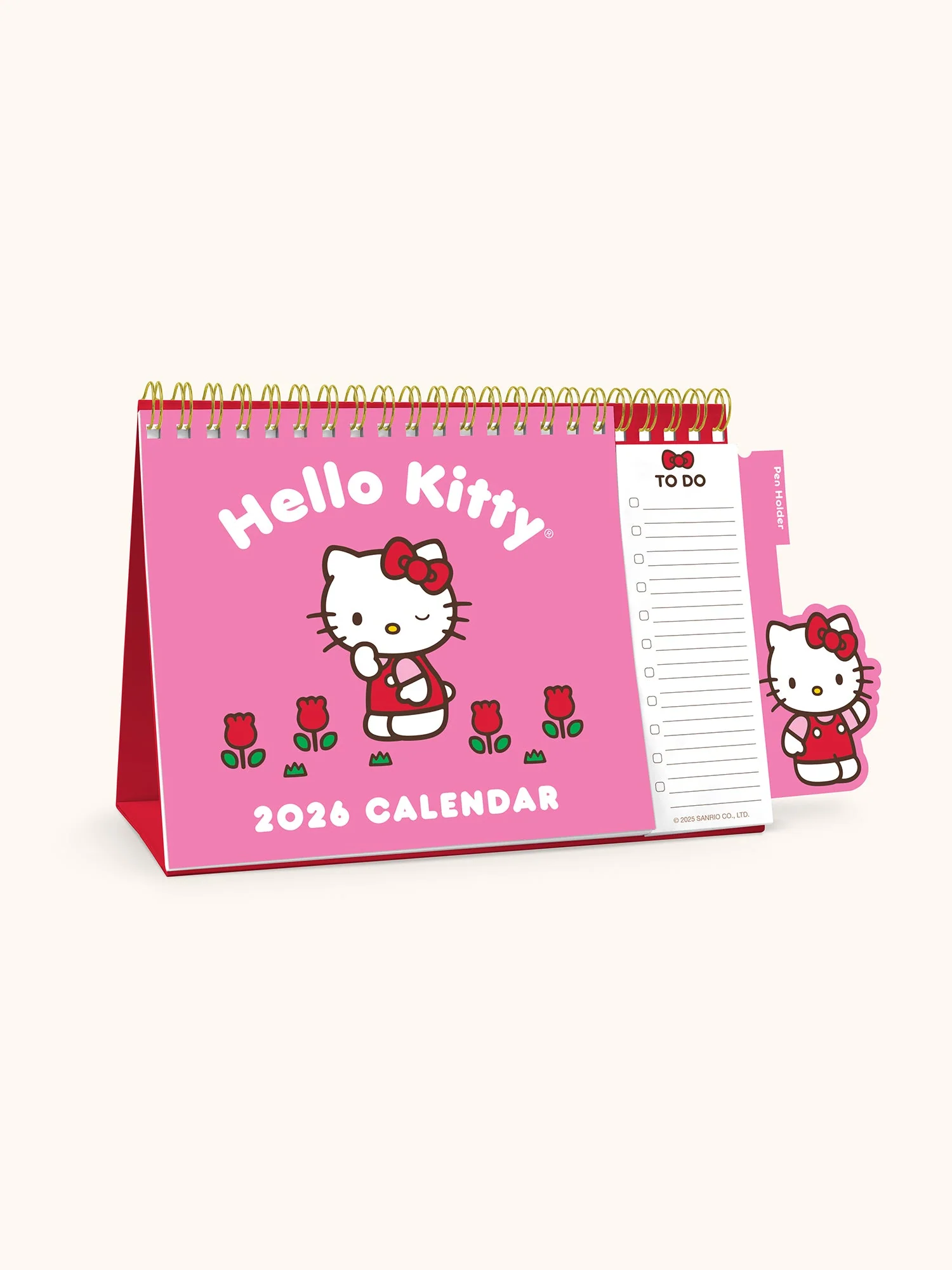 Hello Kitty x Studio Oh! 2026 Standing Desk Easel Calendar with Pen Holder - Image 3