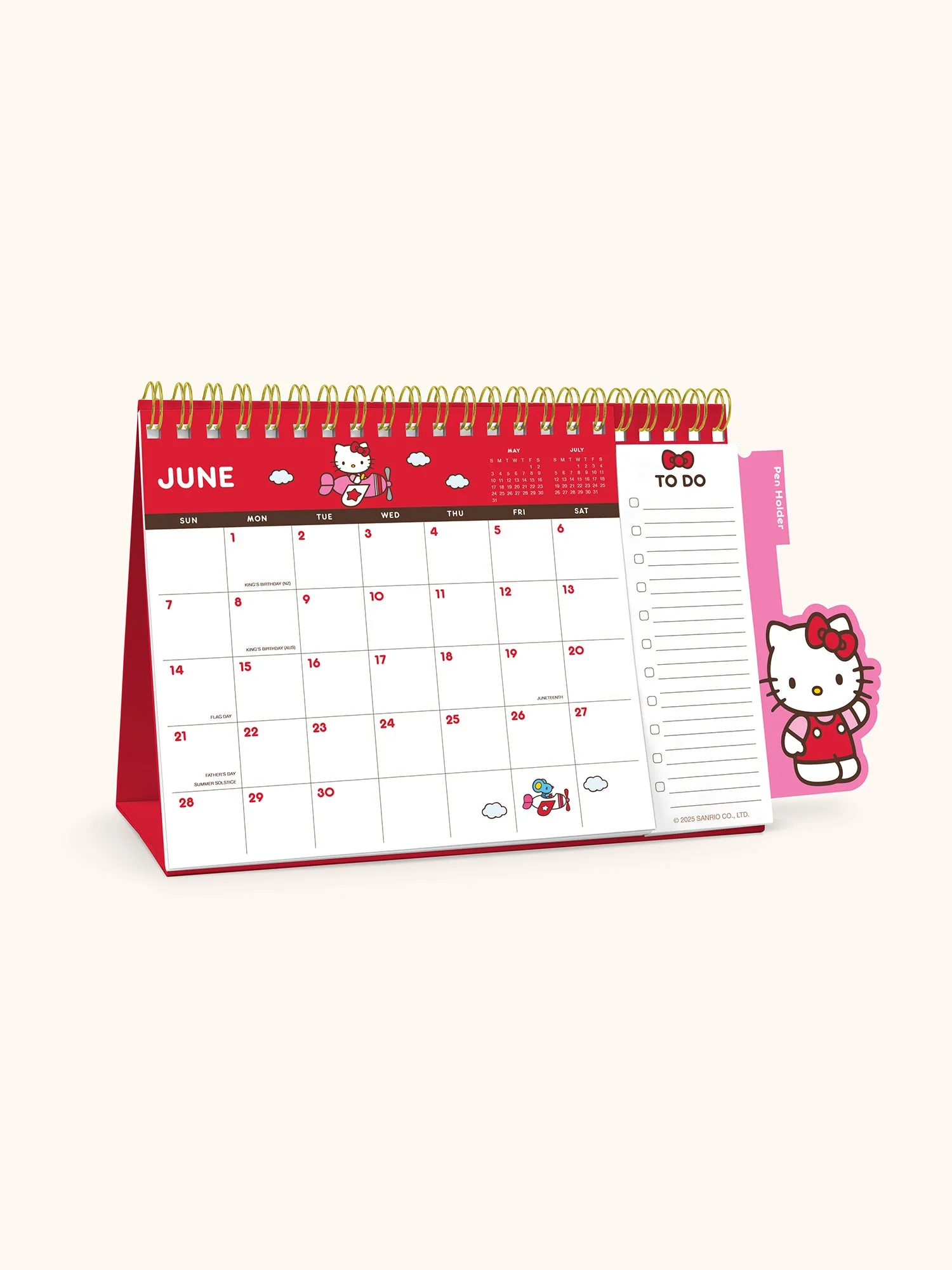 Hello Kitty x Studio Oh! 2026 Standing Desk Easel Calendar with Pen Holder - Image 6