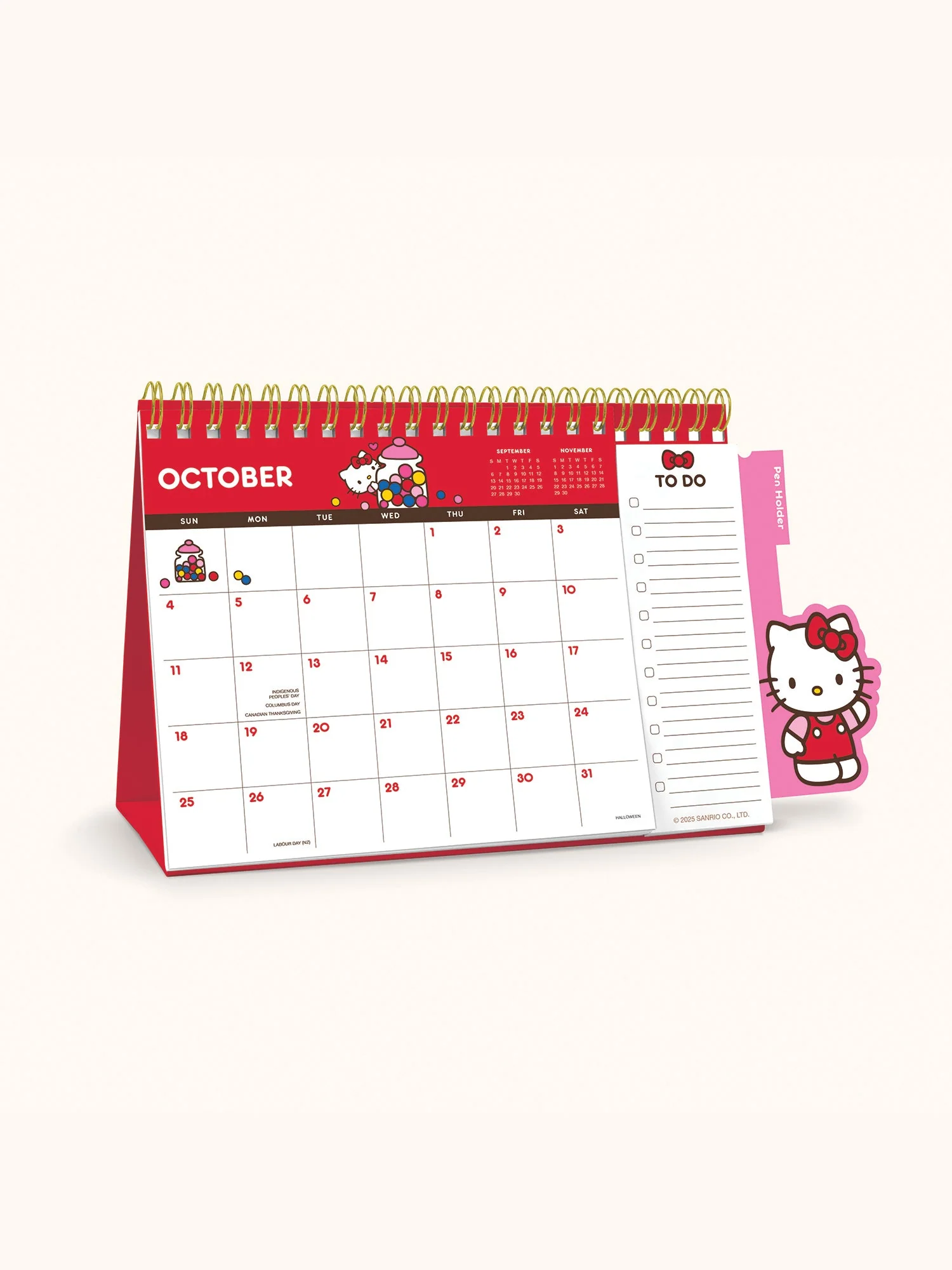 Hello Kitty x Studio Oh! 2026 Standing Desk Easel Calendar with Pen Holder - Image 9