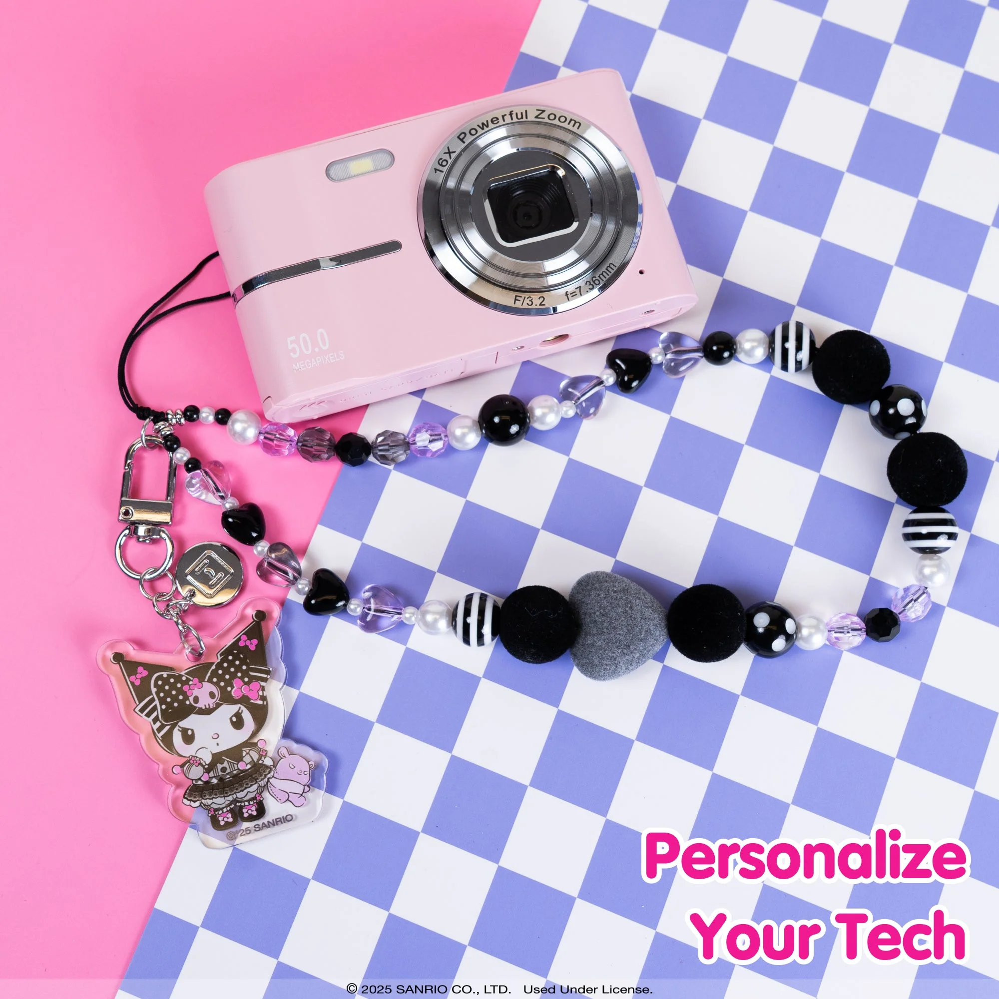 Kuromi 20th Anniversary Beaded Charm Mobile Phone Wrist Strap - Image 5