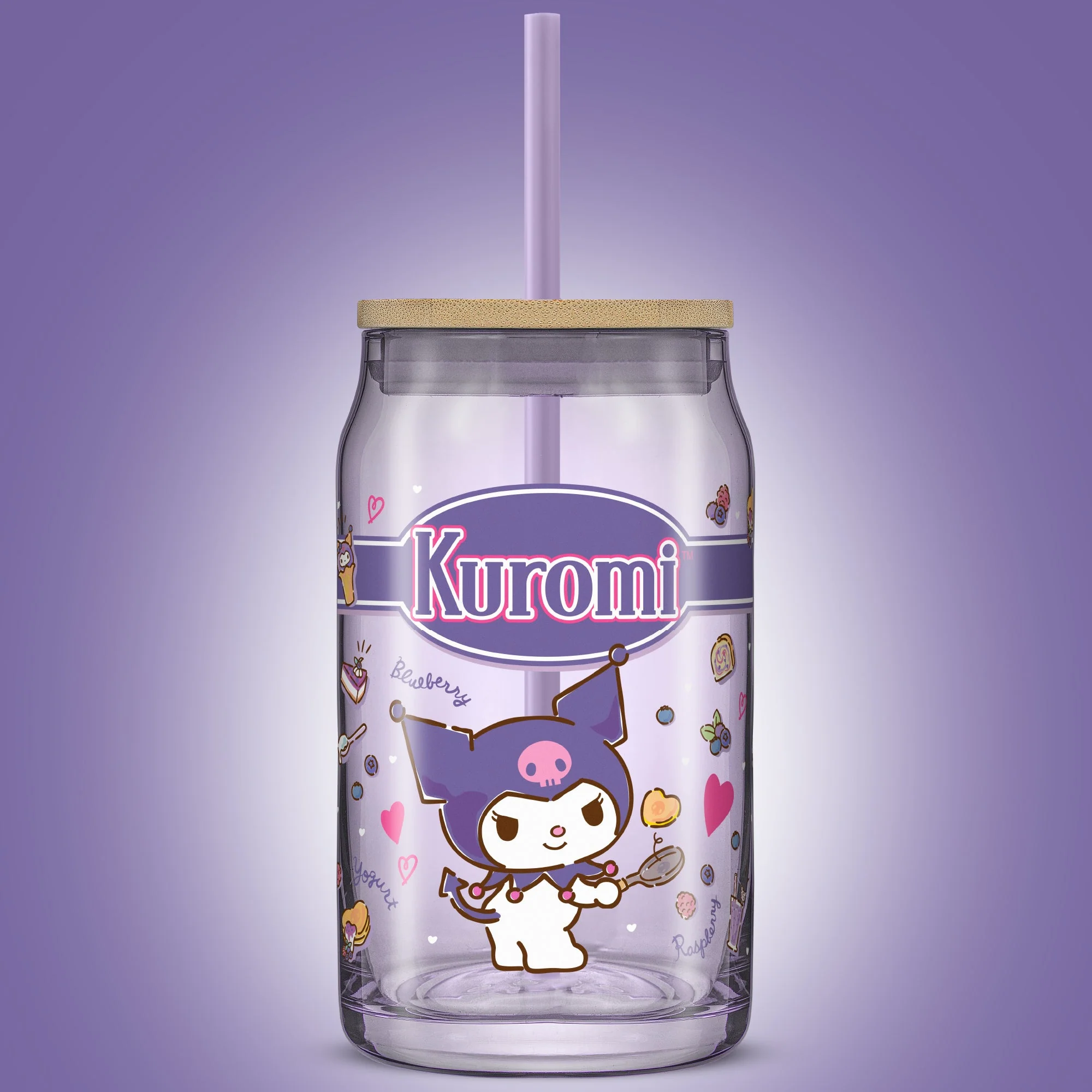 Kuromi Favorite Flavor Lidded Glass Tumbler - Image 2