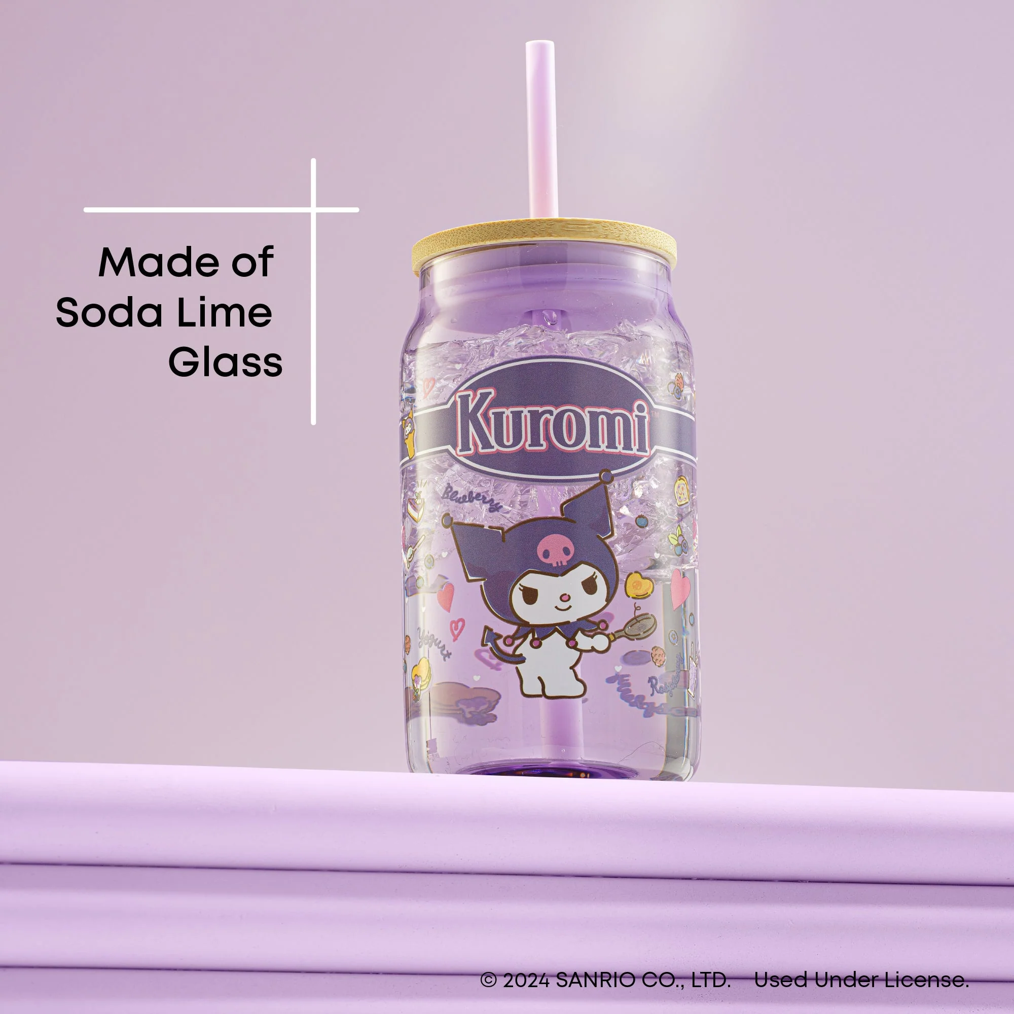 Kuromi Favorite Flavor Lidded Glass Tumbler - Image 4