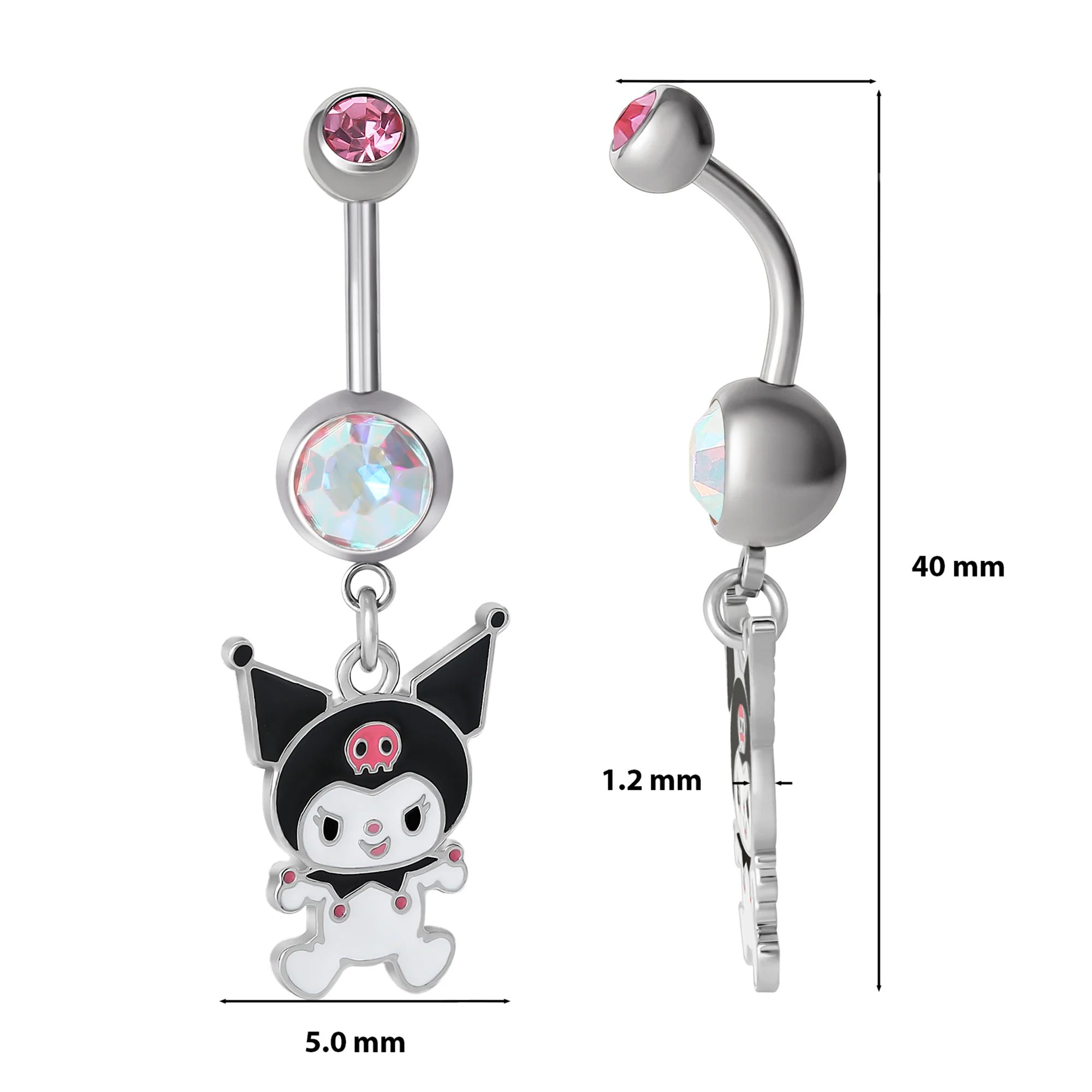 Kuromi Stainless Steel Belly Ring - Image 3