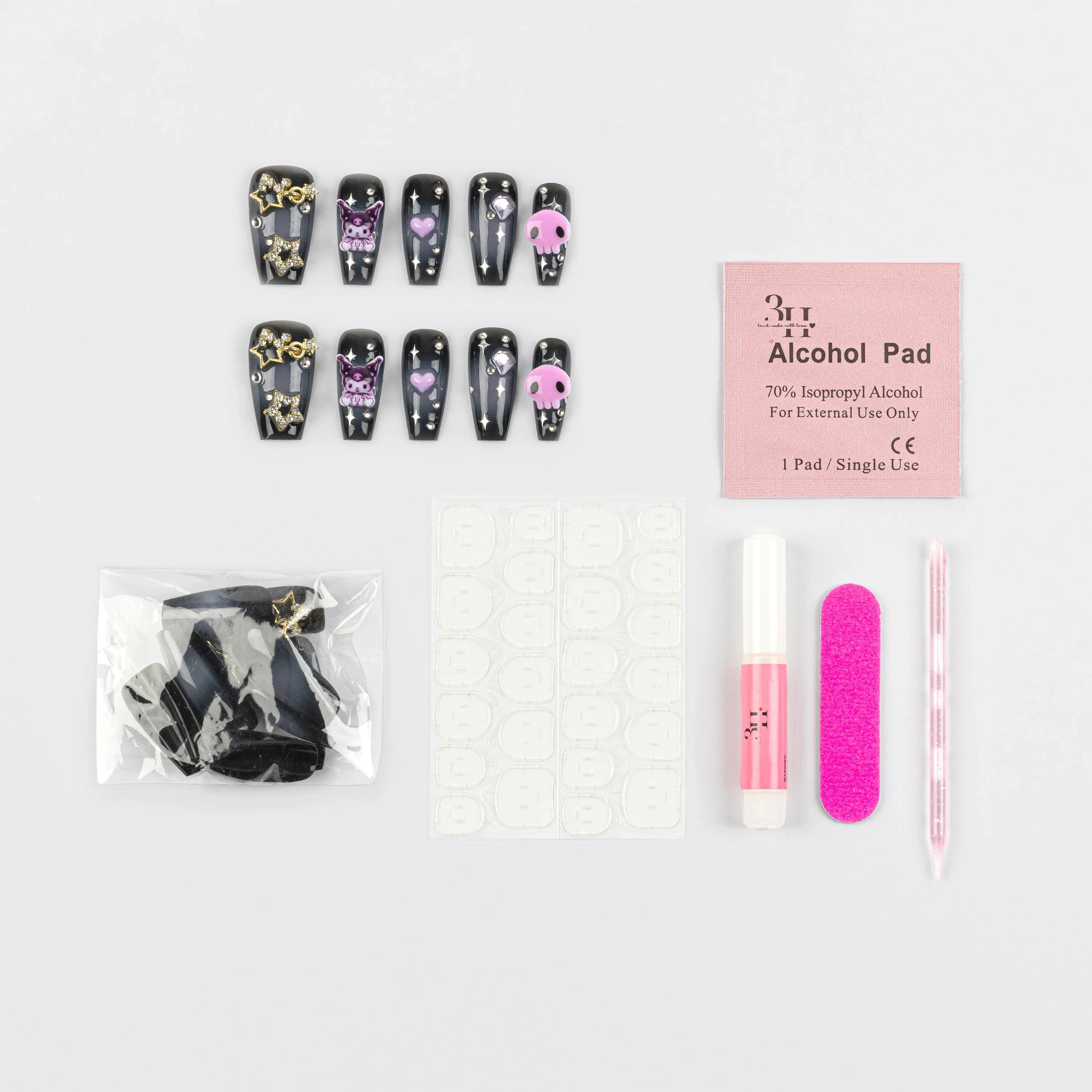 Kuromi x 3H Nails 3D Press-On Nails (Long) - Image 3