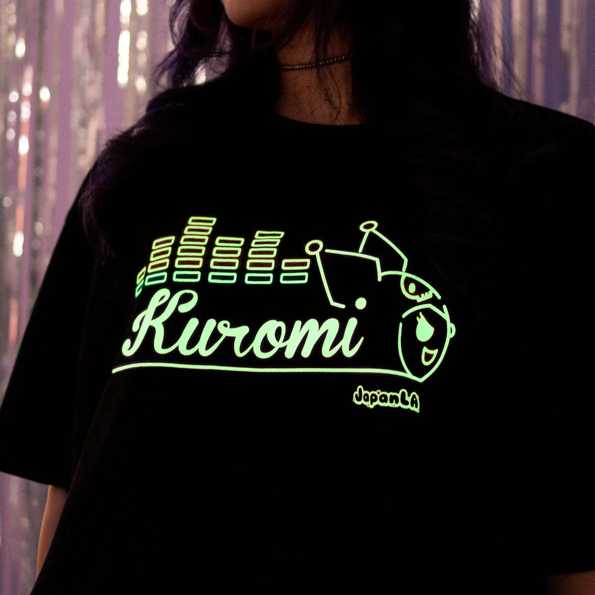 Kuromi x JapanLA Glow-In-The-Dark Anniversary Party Tee - Image 2