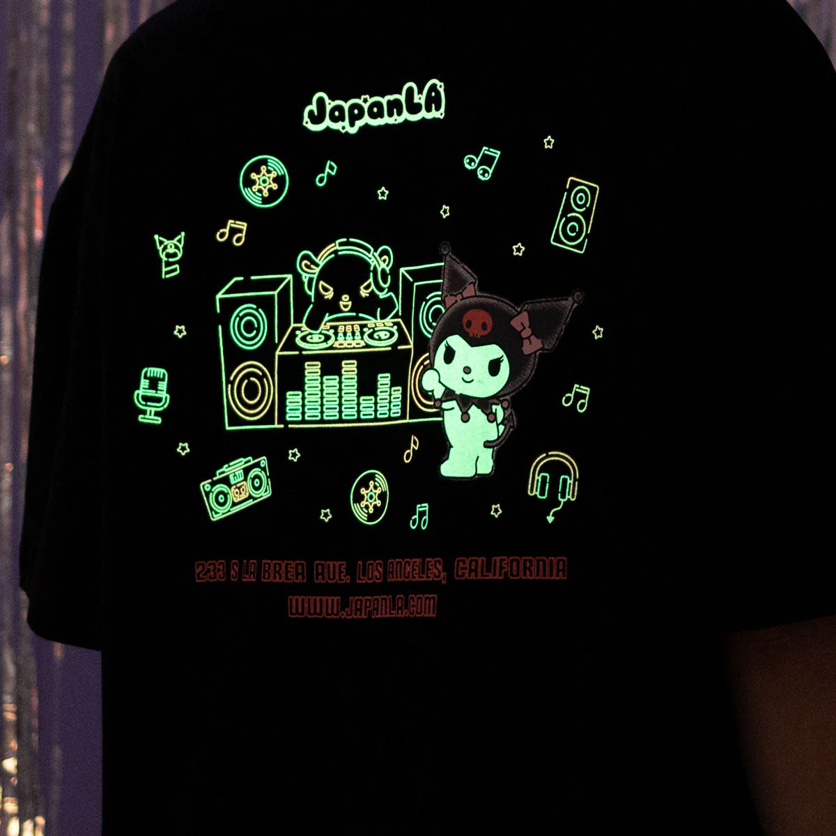Kuromi x JapanLA Glow-In-The-Dark Anniversary Party Tee - Image 3