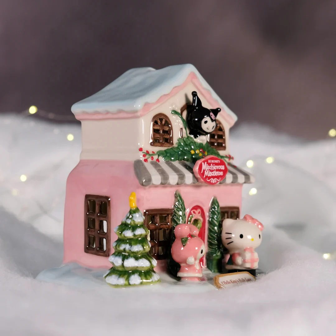 Kuromi's Mischievous Mistletoe Ceramic Candle House - Image 5