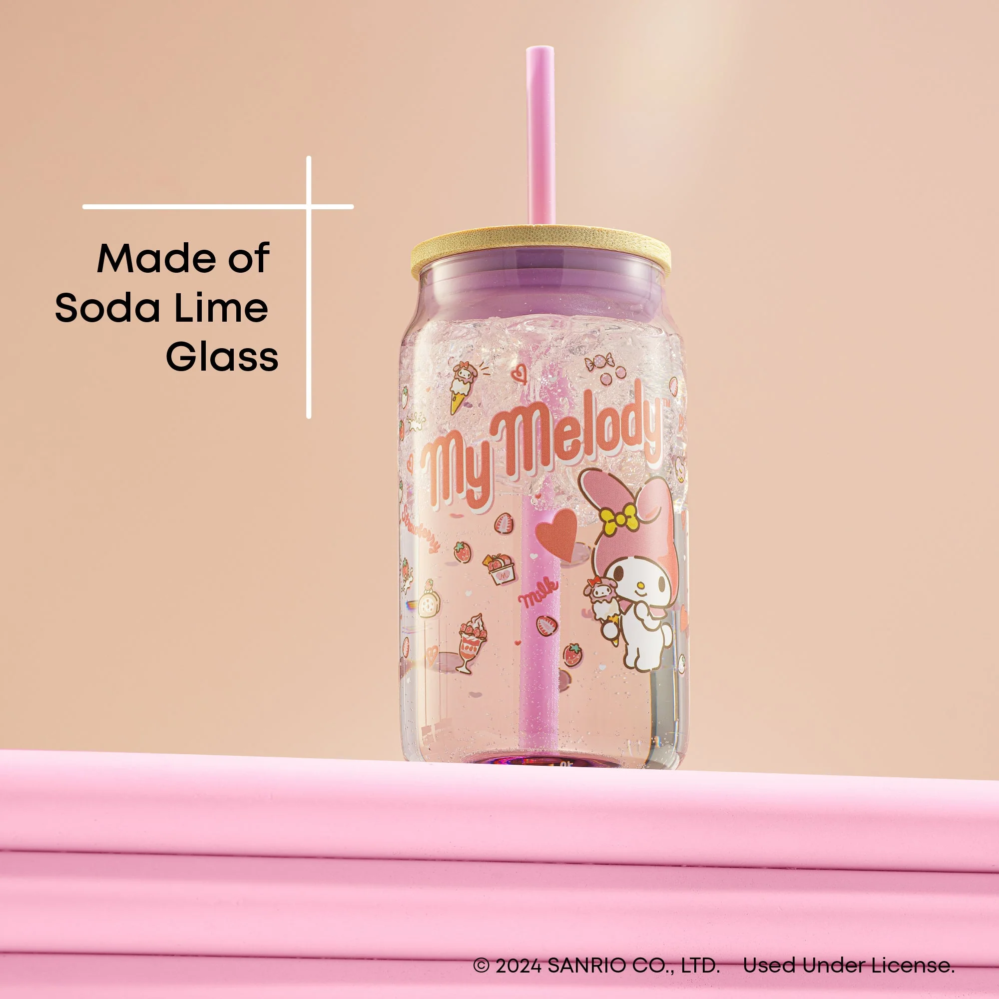 My Melody Favorite Flavor Lidded Glass Tumbler - Image 4